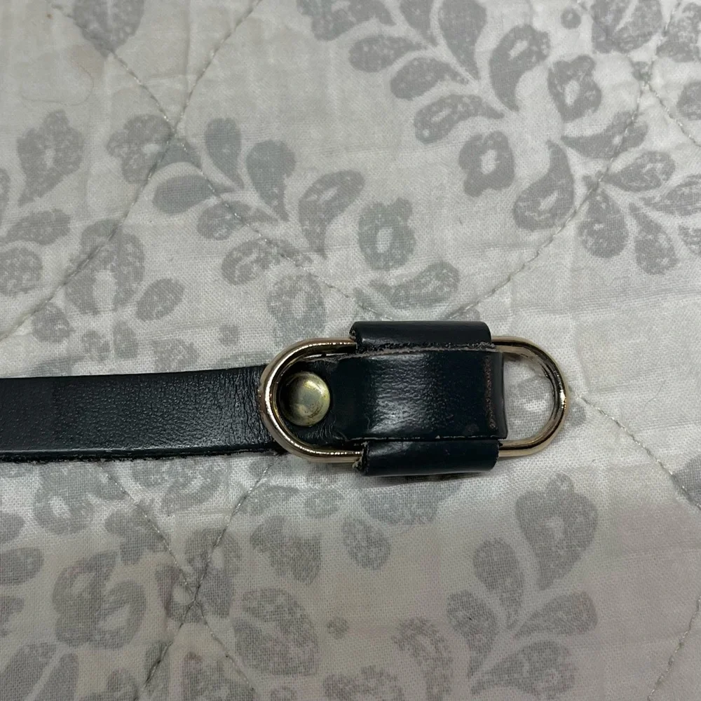 OS Vintage Leather Belt Bracelet Cuff Dark Gray